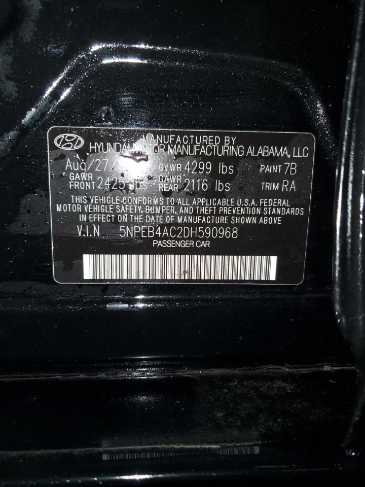 2013 Hyundai Sonata Gls VIN: 5NPEB4AC2DH590968 Lot: 51824894