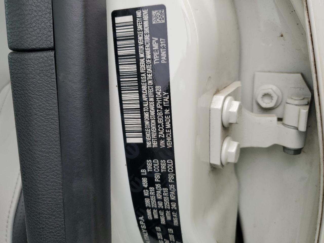 2018 Jeep Renegade Limited VIN: ZACCJBDB7JPH10428 Lot: 52699684