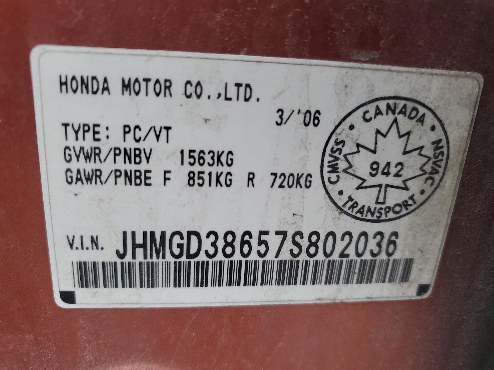 JHMGD38657S802036 2007 Honda Fit S