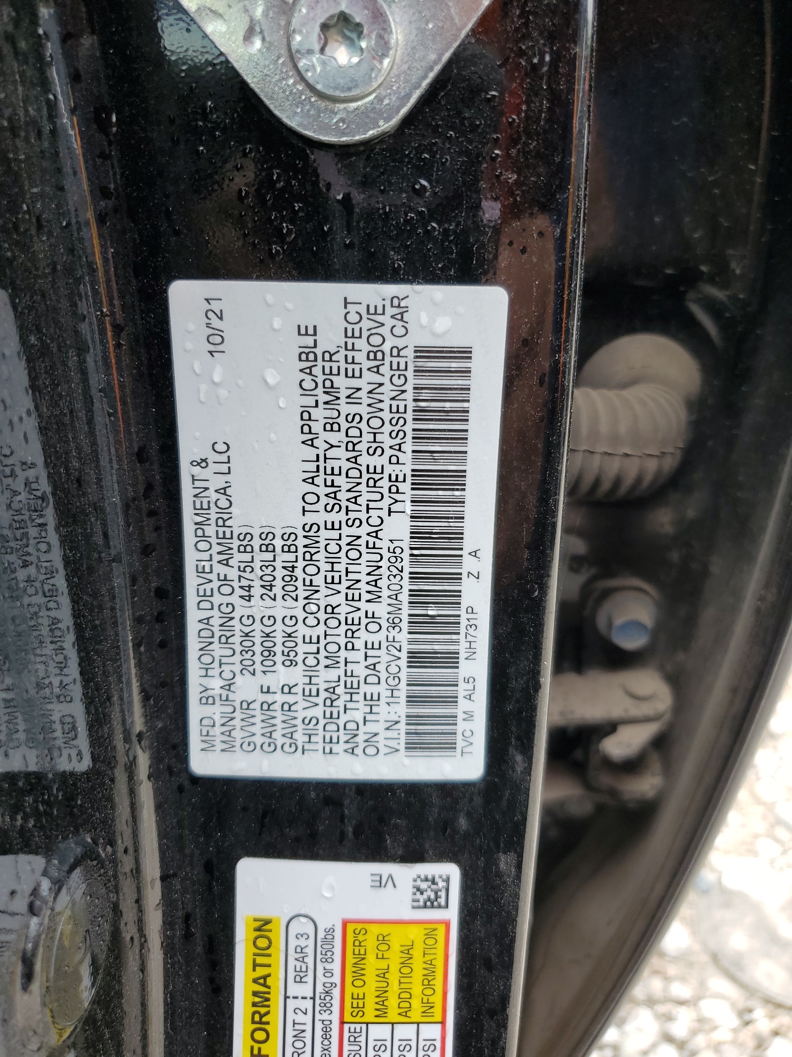 1HGCV2F36MA032951 2021 Honda Accord Sport