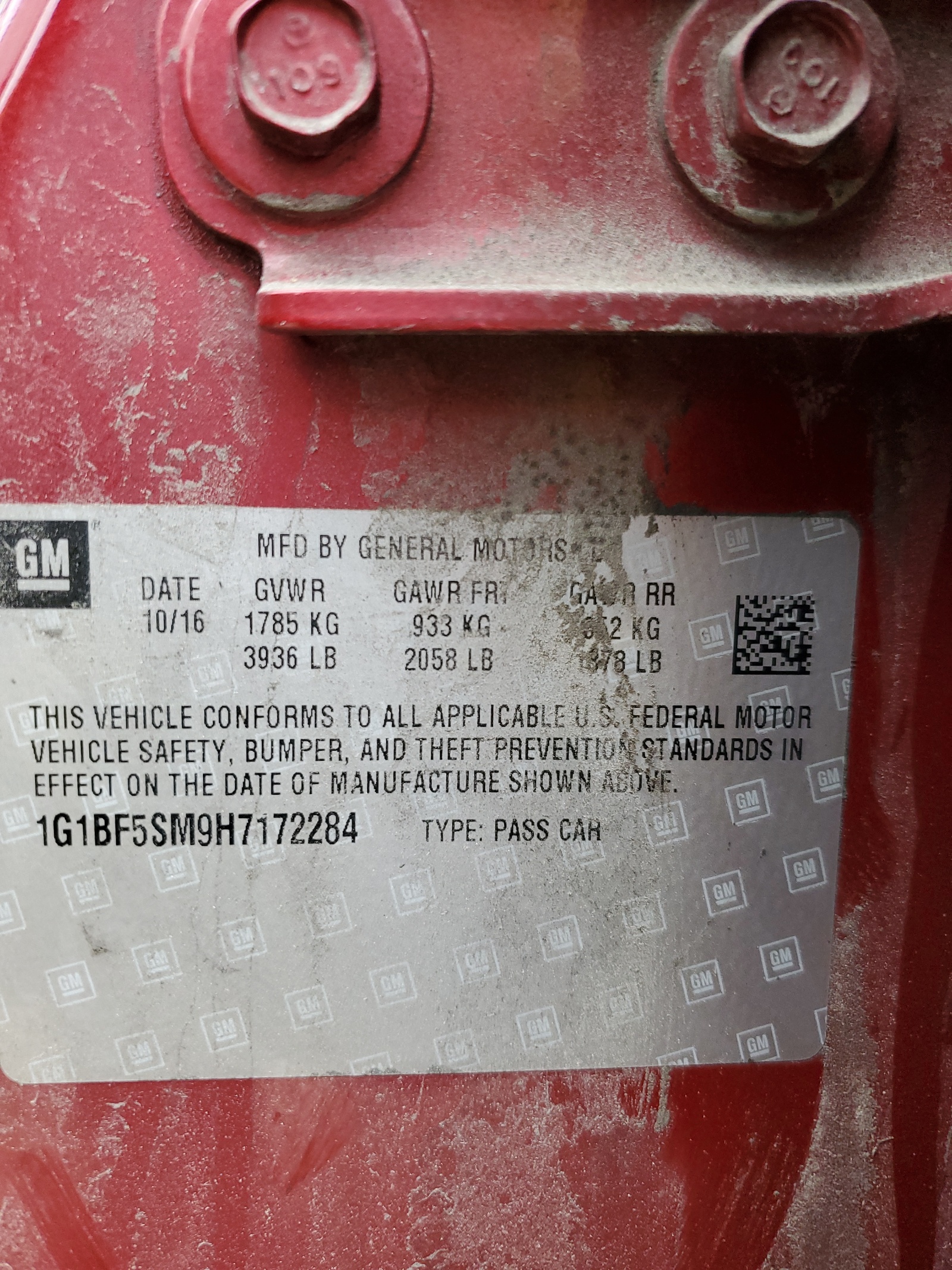 1G1BF5SM9H7172284 2017 Chevrolet Cruze Premier