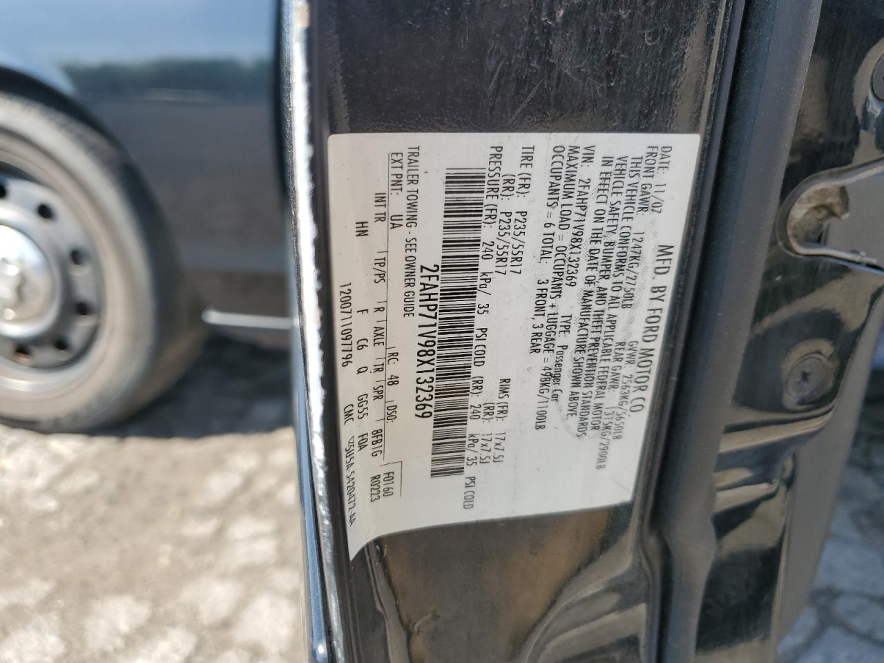 2008 Ford Crown Victoria Police Interceptor VIN: 2FAHP71V98X132369 Lot: 52726814