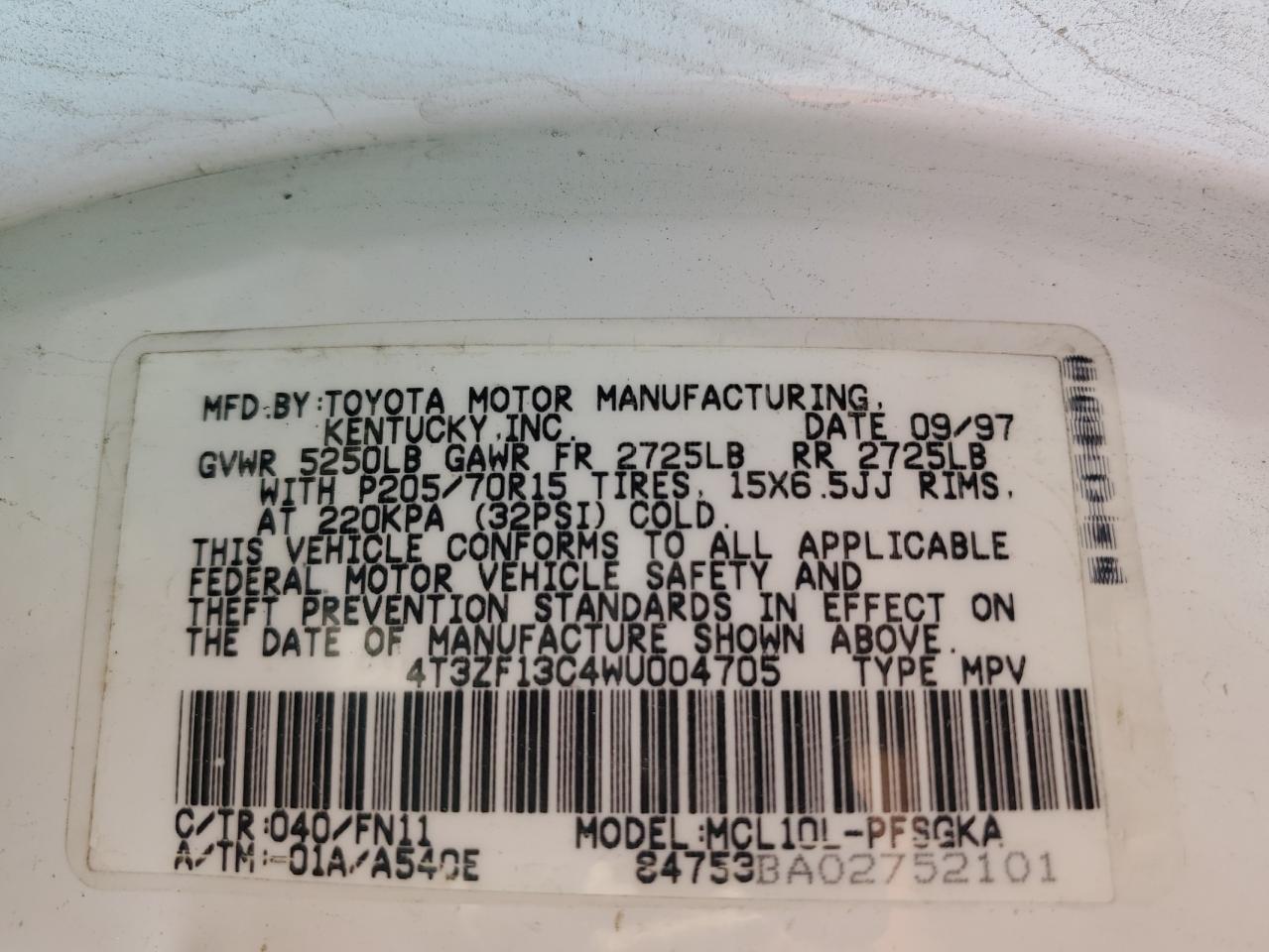 4T3ZF13C4WU004705 1998 Toyota Sienna Le