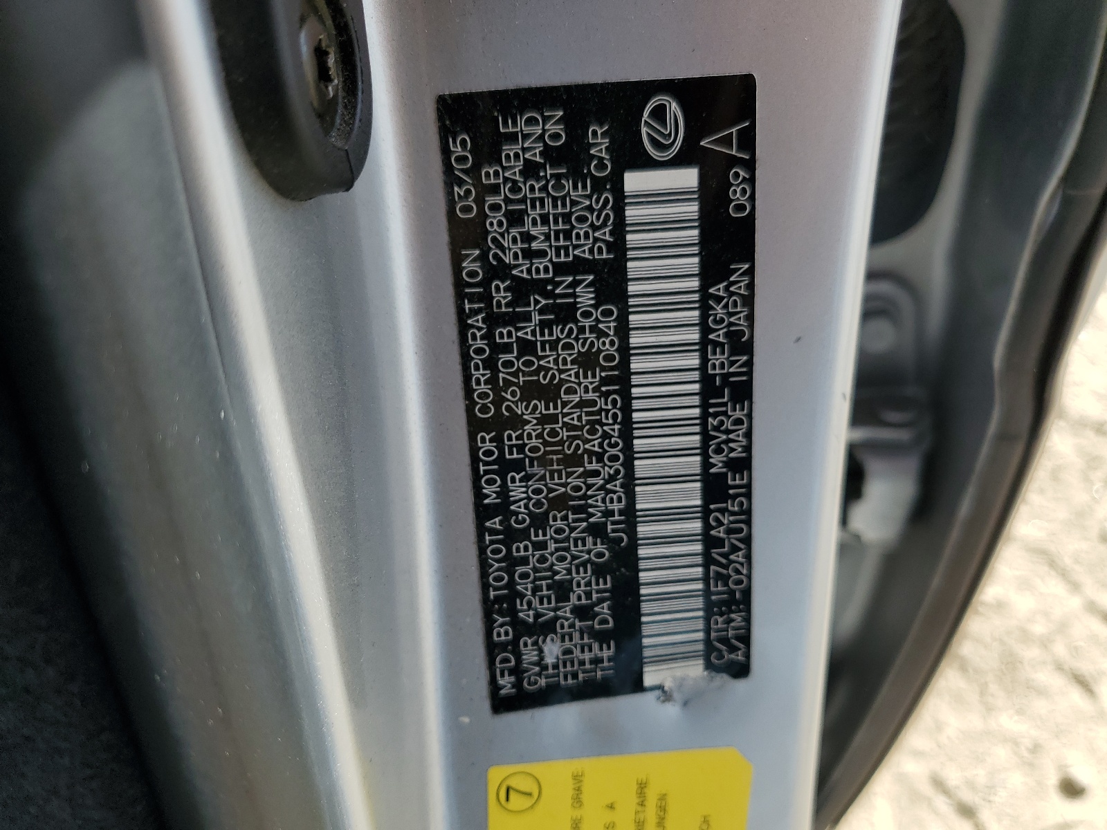 JTHBA30G455110840 2005 Lexus Es 330