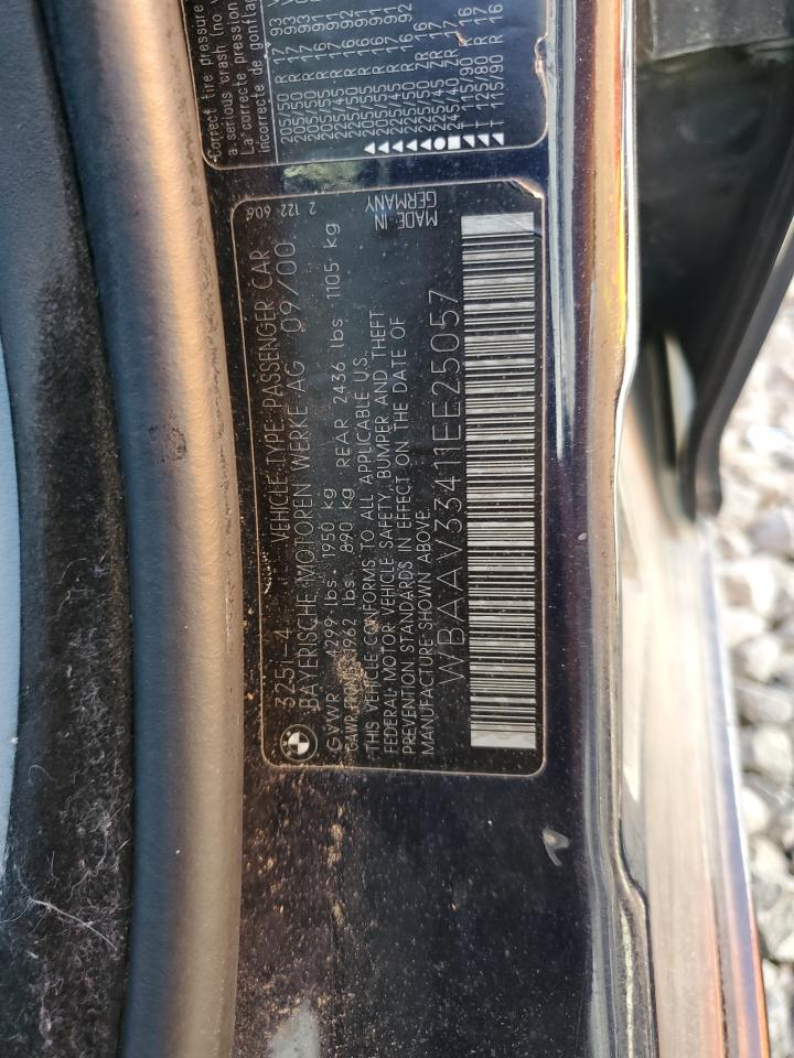 2001 BMW 325 I VIN: WBAAV33411EE25057 Lot: 50183334