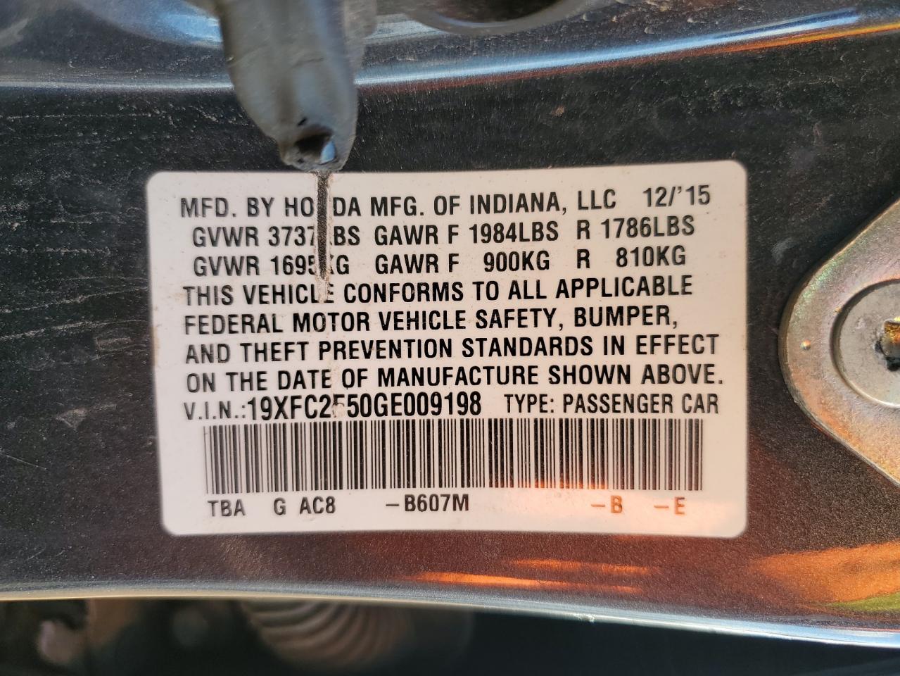 19XFC2F50GE009198 2016 HONDA CIVIC - Image 14