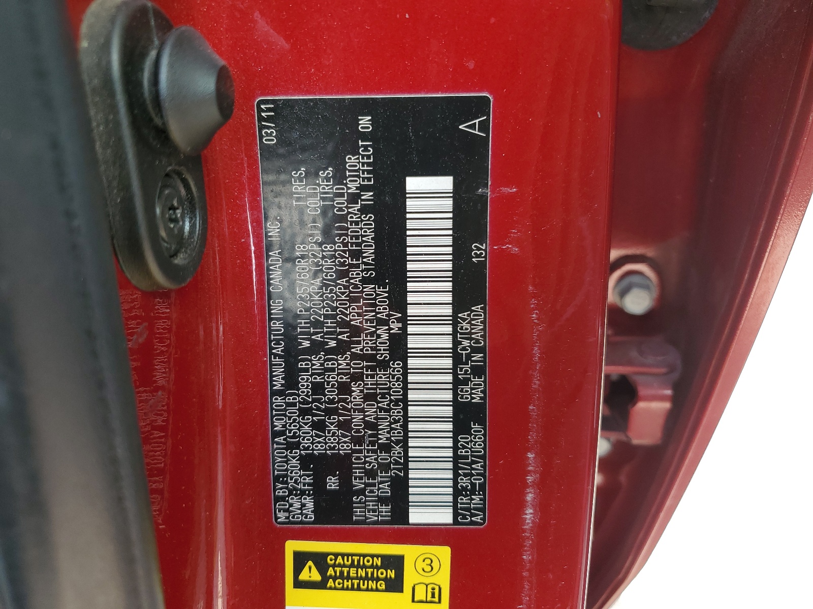 2T2BK1BA3BC108566 2011 Lexus Rx 350