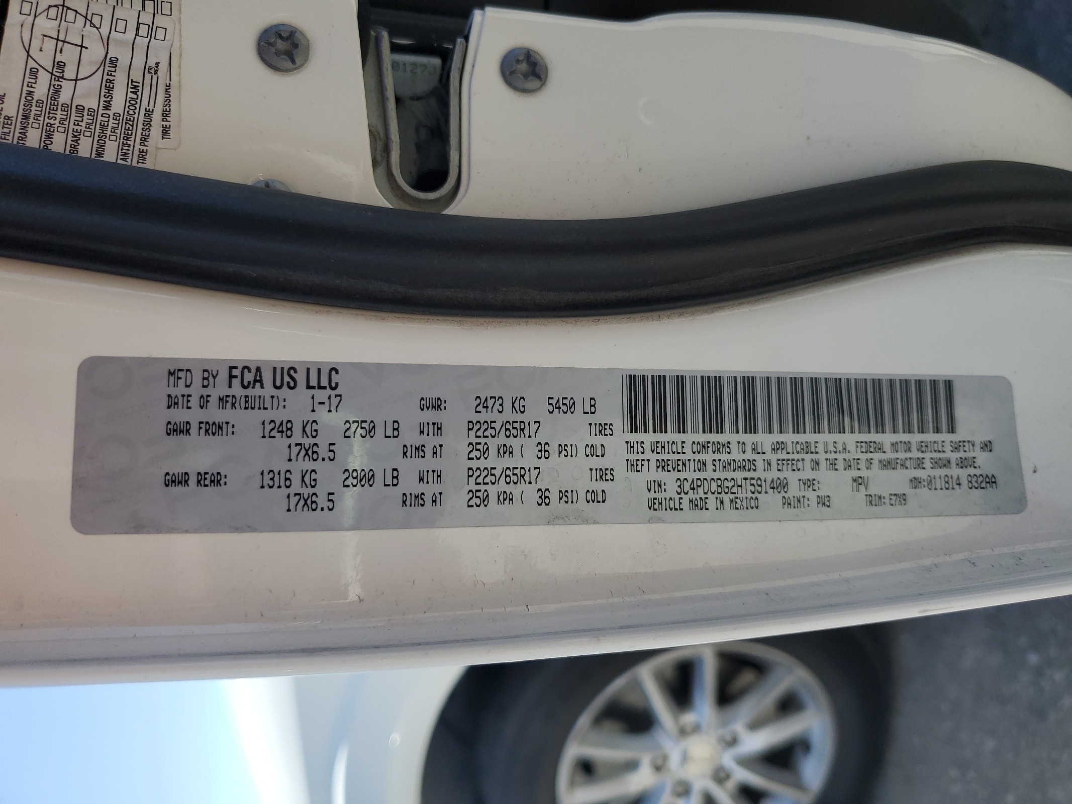 3C4PDCBG2HT591400 2017 Dodge Journey Sxt