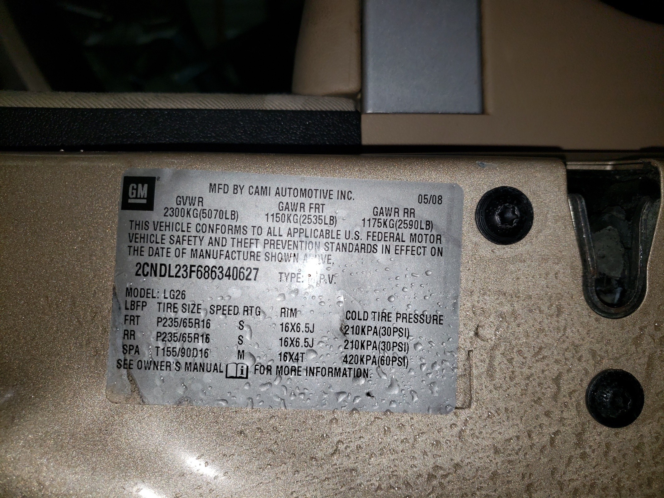 2CNDL23F686340627 2008 Chevrolet Equinox Ls