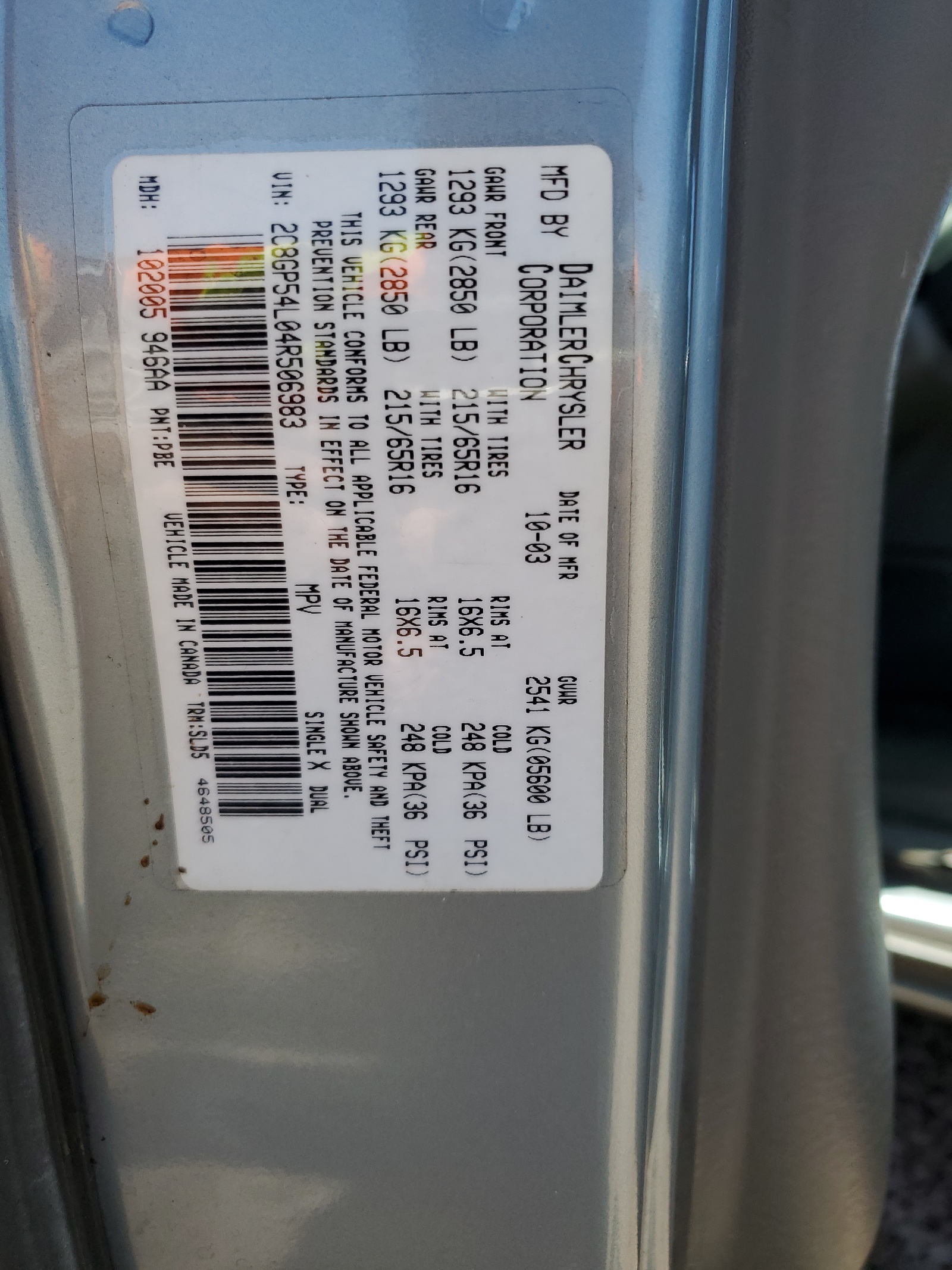 2C8GP54L04R506983 2004 Chrysler Town & Country Touring