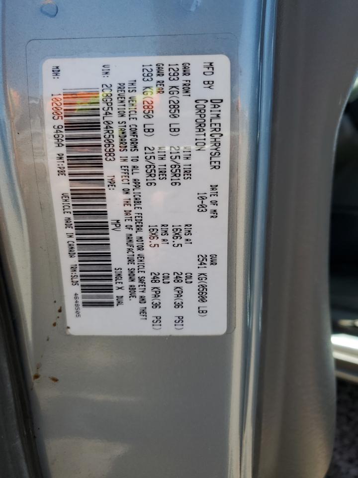 2004 Chrysler Town & Country Touring VIN: 2C8GP54L04R506983 Lot: 52217224