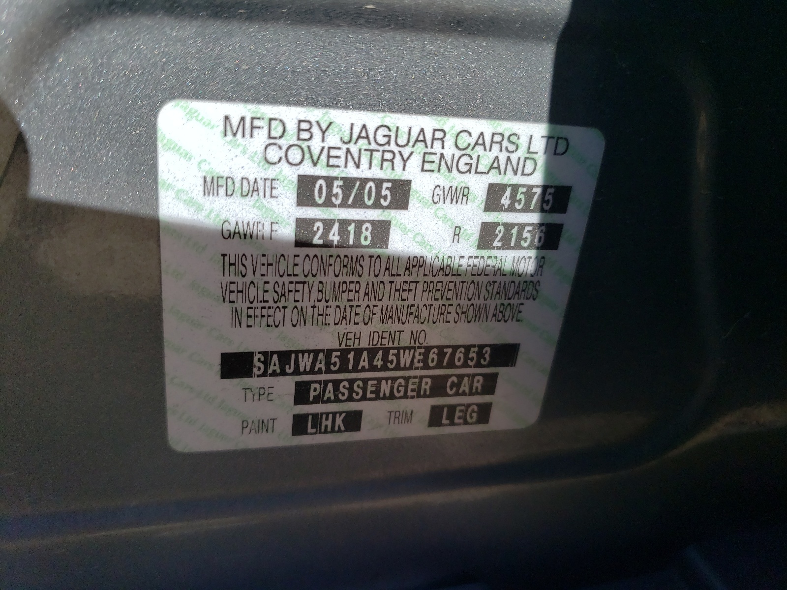 SAJWA51A45WE67653 2005 Jaguar X-Type 3.0