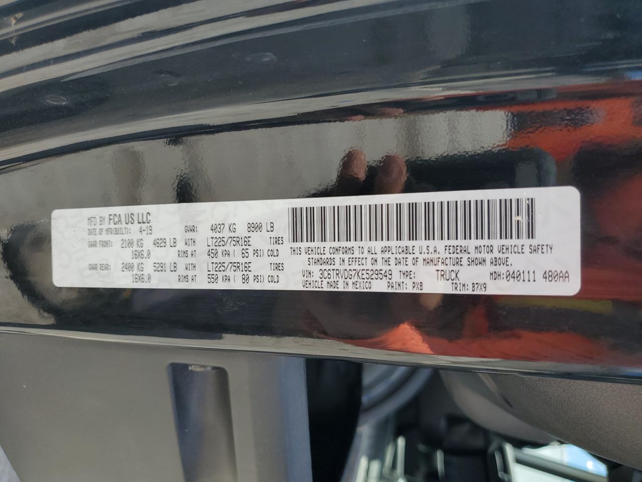 3C6TRVDG7KE529549 2019 Ram Promaster 2500 2500 High