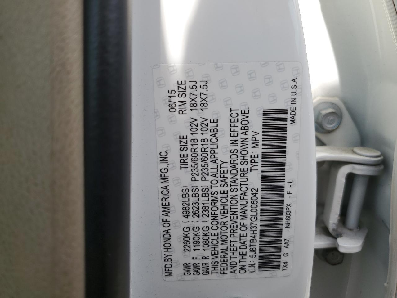 5J8TB4H37GL005042 2016 Acura Rdx