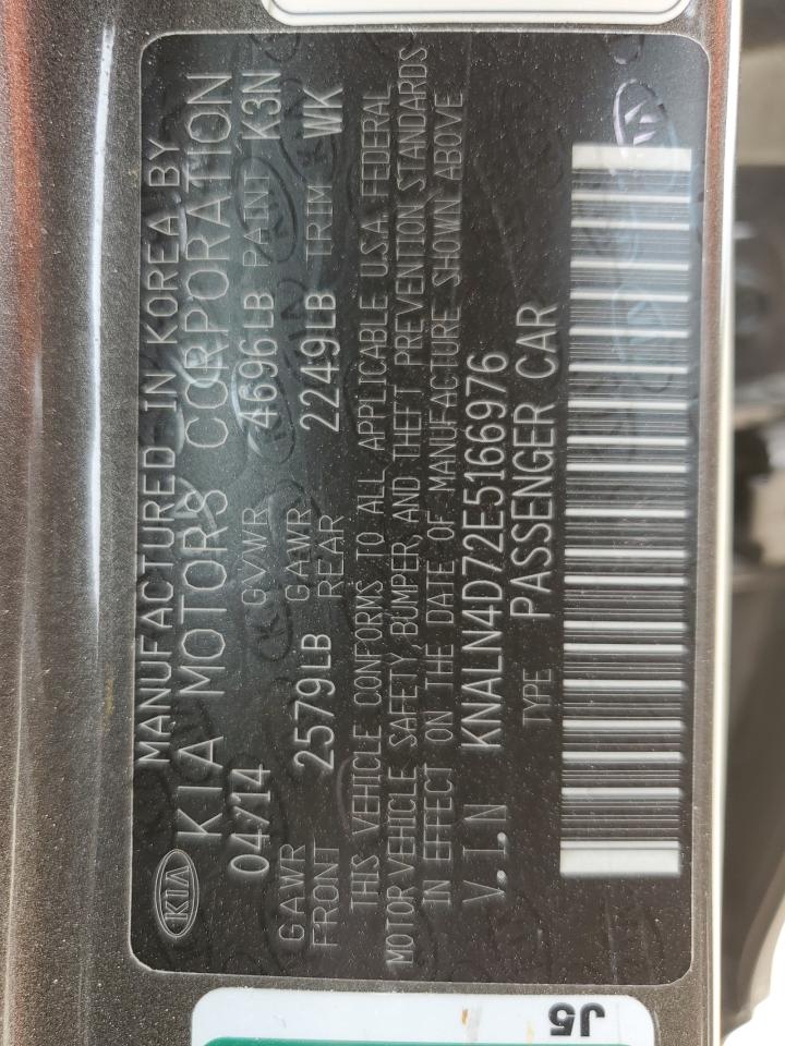 2014 Kia Cadenza Premium VIN: KNALN4D72E5166976 Lot: 51838204