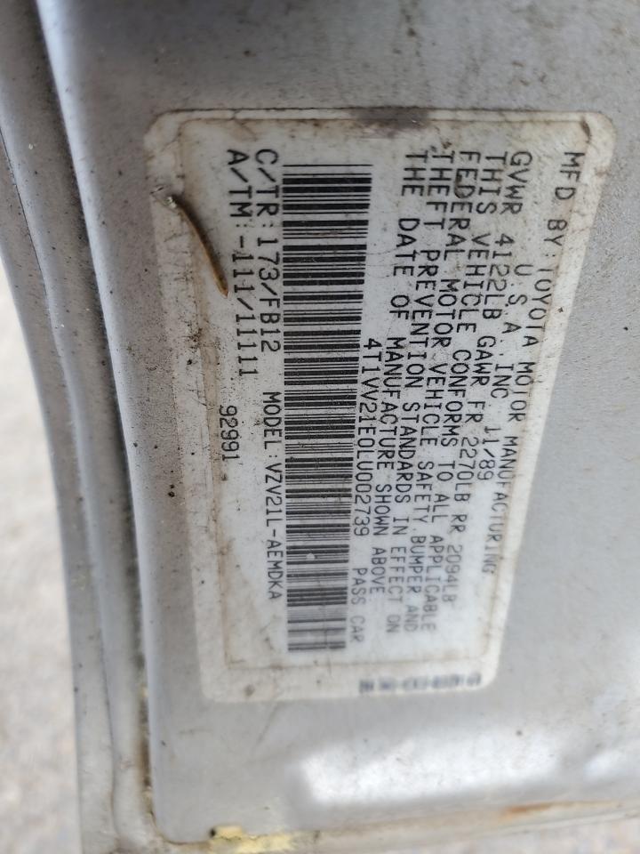 4T1VV21E0LU002739 1990 Toyota Camry Dlx