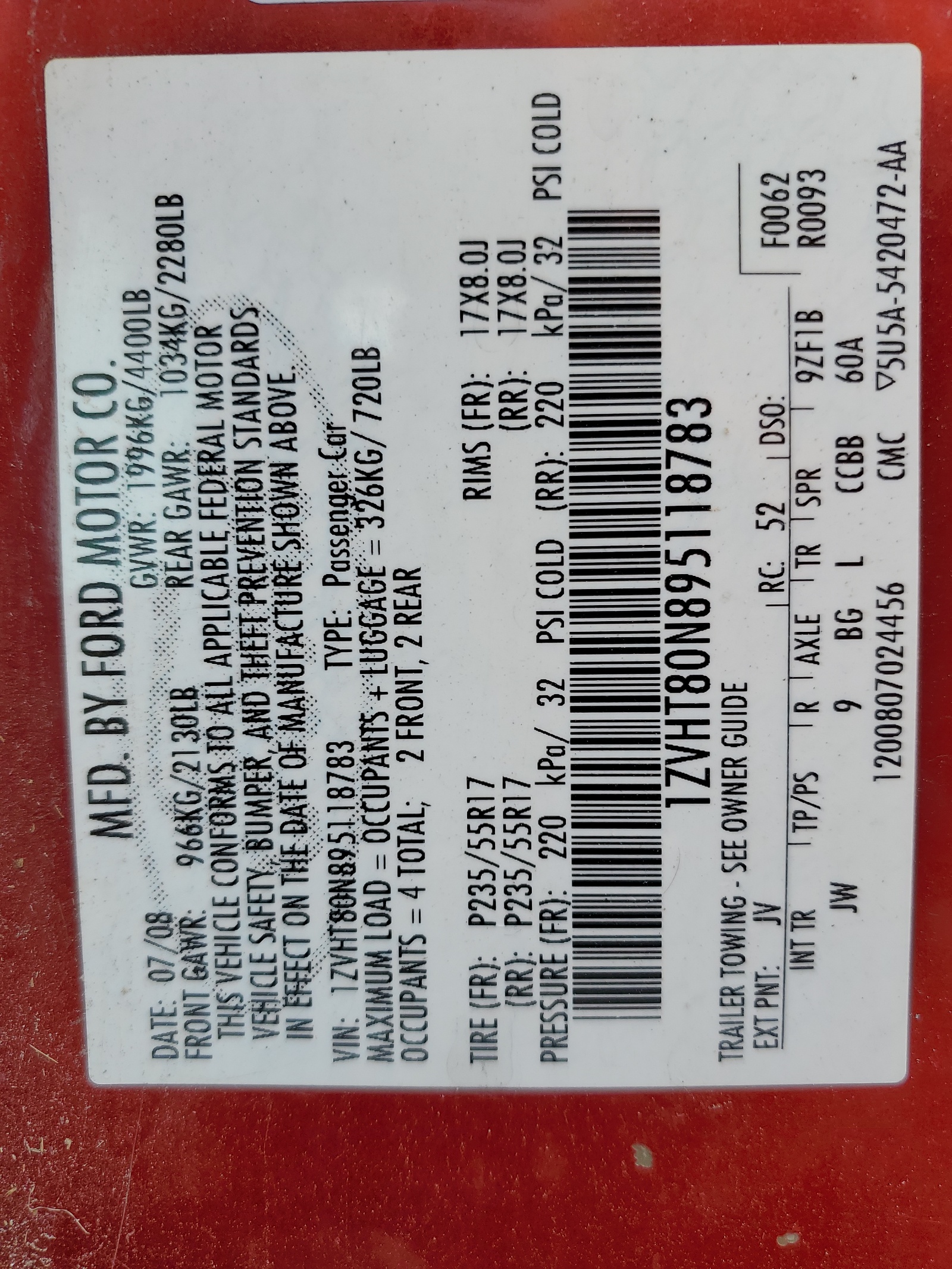 1ZVHT80N895118783 2009 Ford Mustang