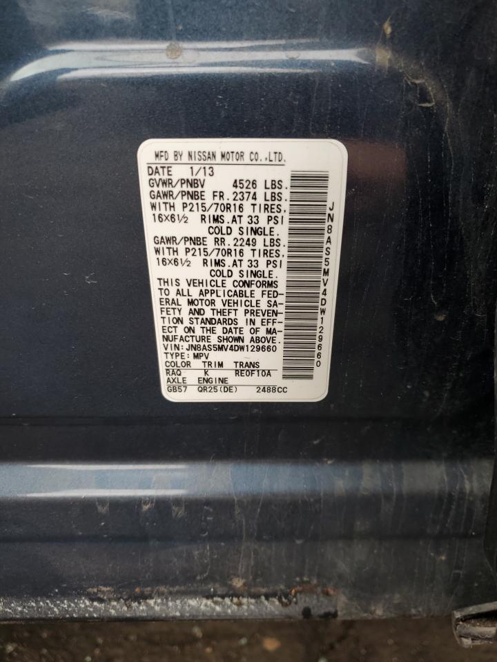 2013 Nissan Rogue S VIN: JN8AS5MV4DW129660 Lot: 50334964