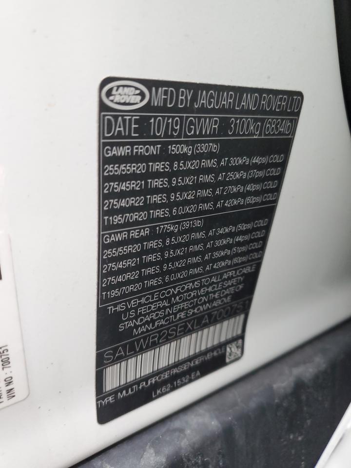 2020 Land Rover Range Rover Sport P525 Hse VIN: SALWR2SEXLA700751 Lot: 53156414