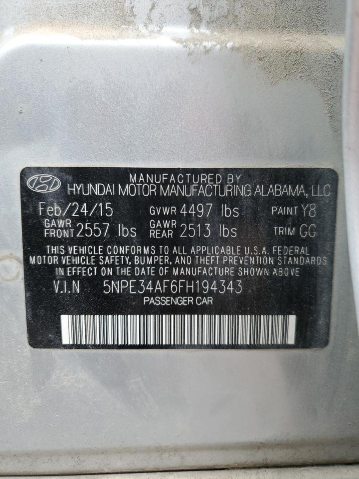 VIN 5NPE34AF6FH194343 2015 HYUNDAI SONATA no.12