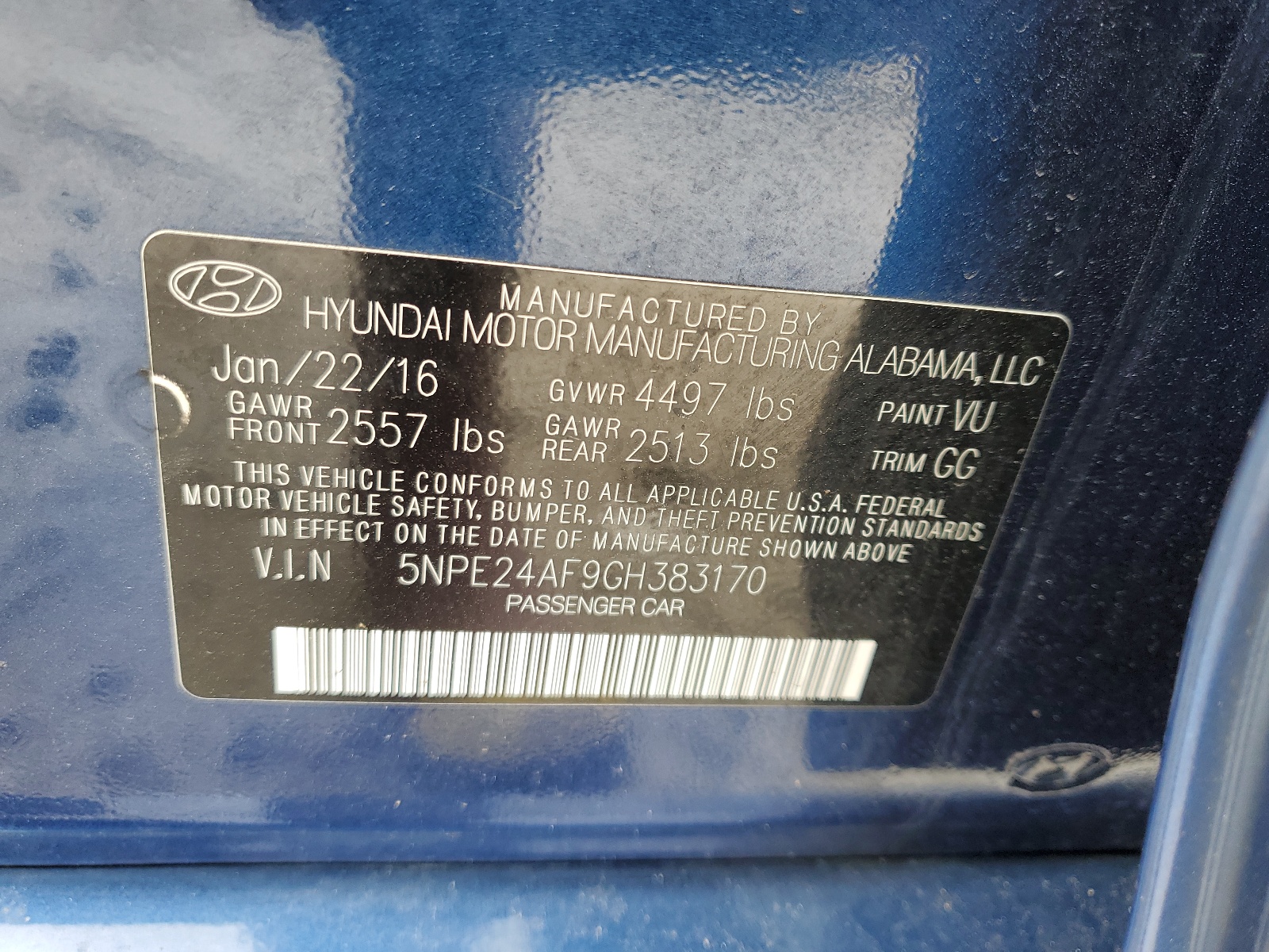 5NPE24AF9GH383170 2016 Hyundai Sonata Se