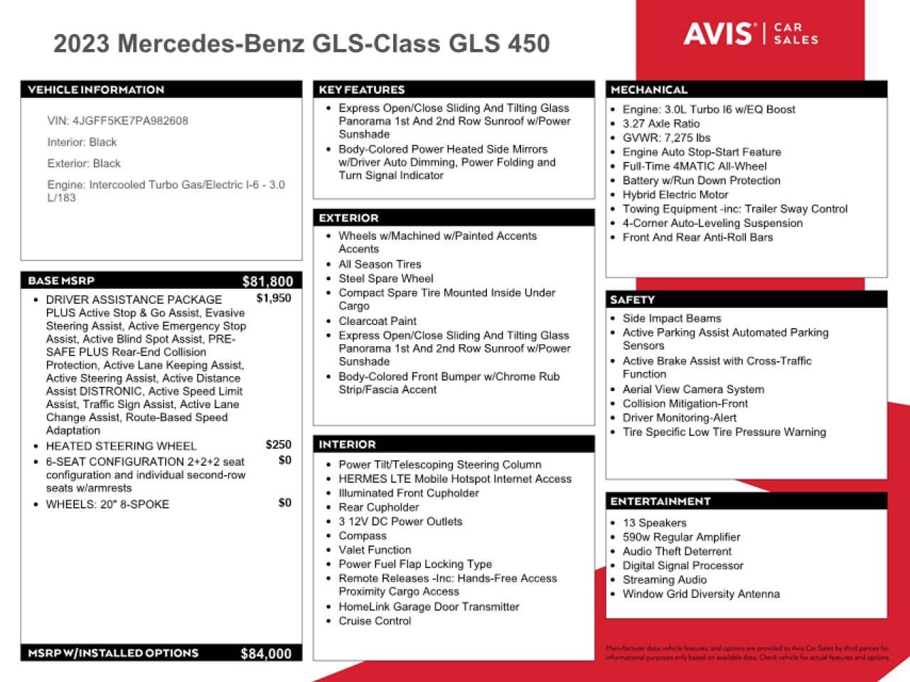 4JGFF5KE7PA982608 2023 Mercedes-Benz Gls 450 4Matic