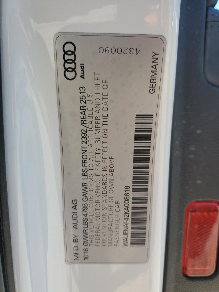 WAUENAF42KA008618 2019 Audi A4 Premium Plus