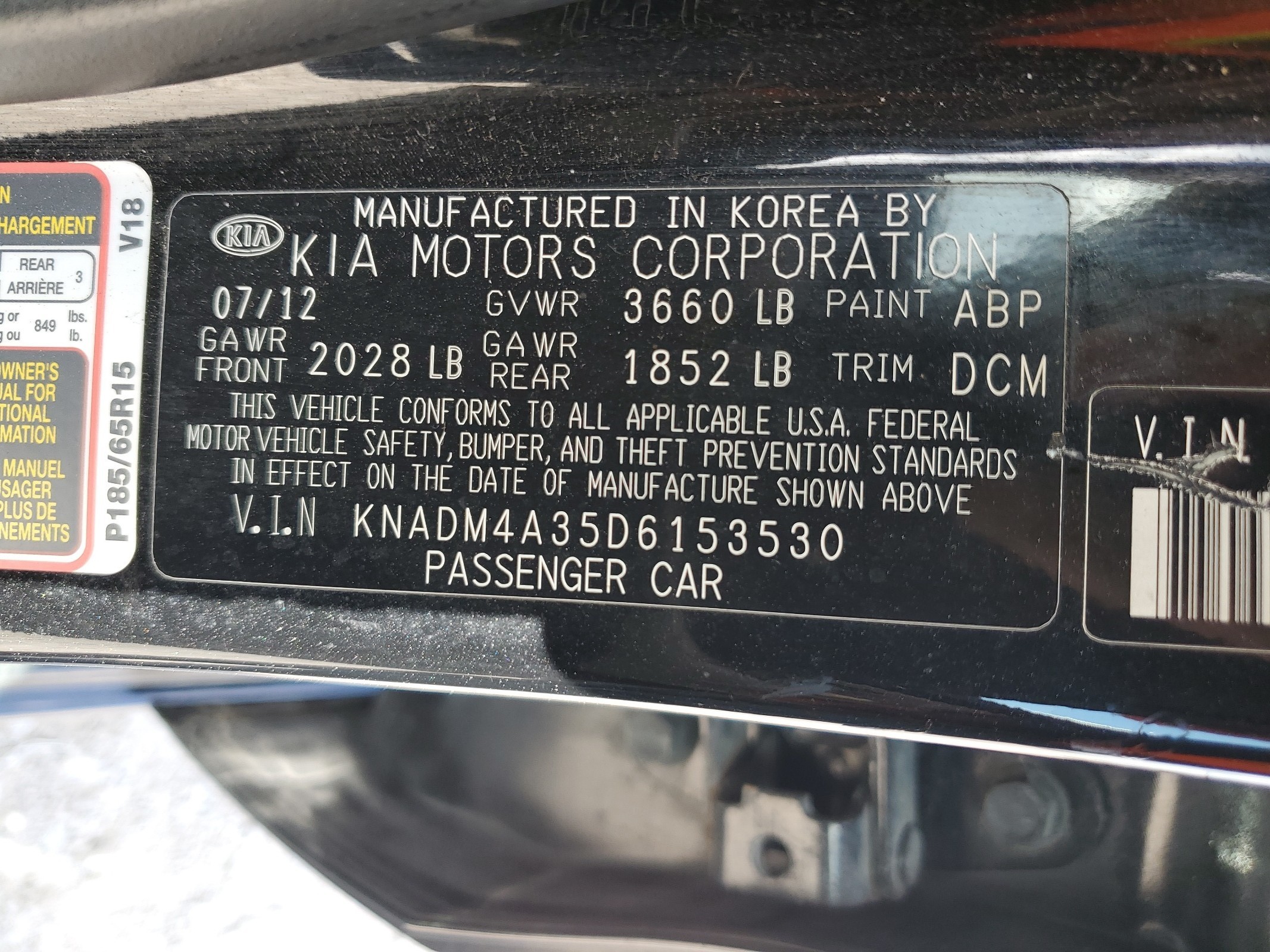 KNADM4A35D6153530 2013 Kia Rio Lx