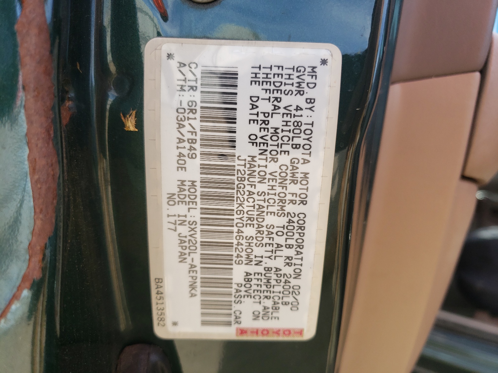 JT2BG22K6Y0464249 2000 Toyota Camry Ce