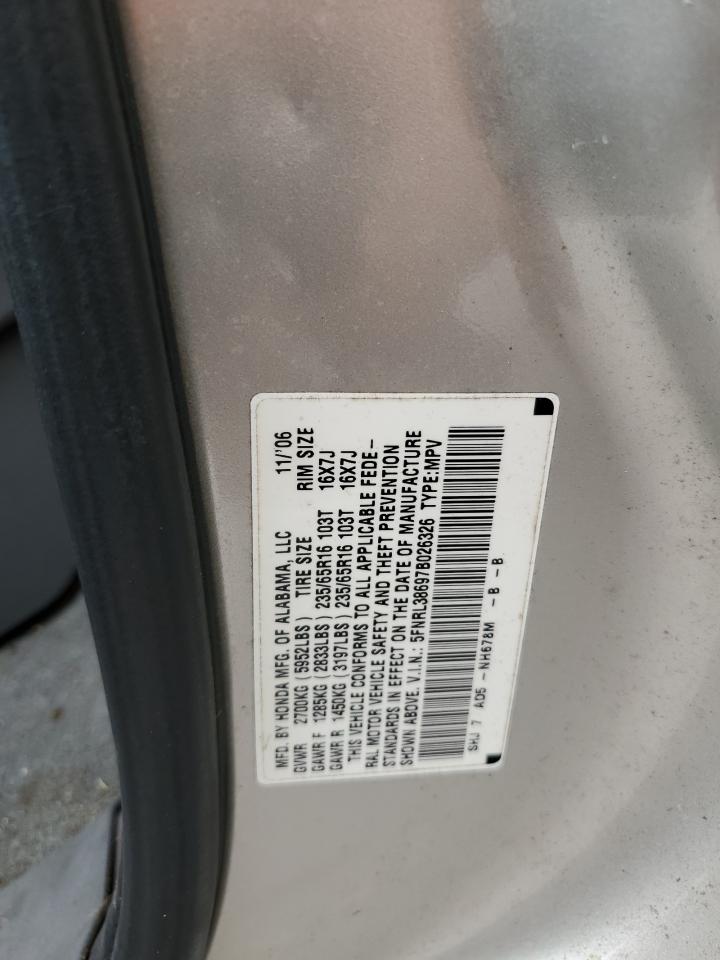 2007 Honda Odyssey Exl VIN: 5FNRL38697B026326 Lot: 52699874