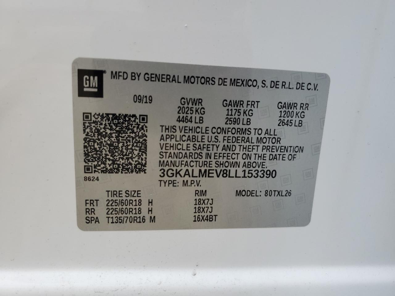 2020 GMC Terrain Sle VIN: 3GKALMEV8LL153390 Lot: 49256984