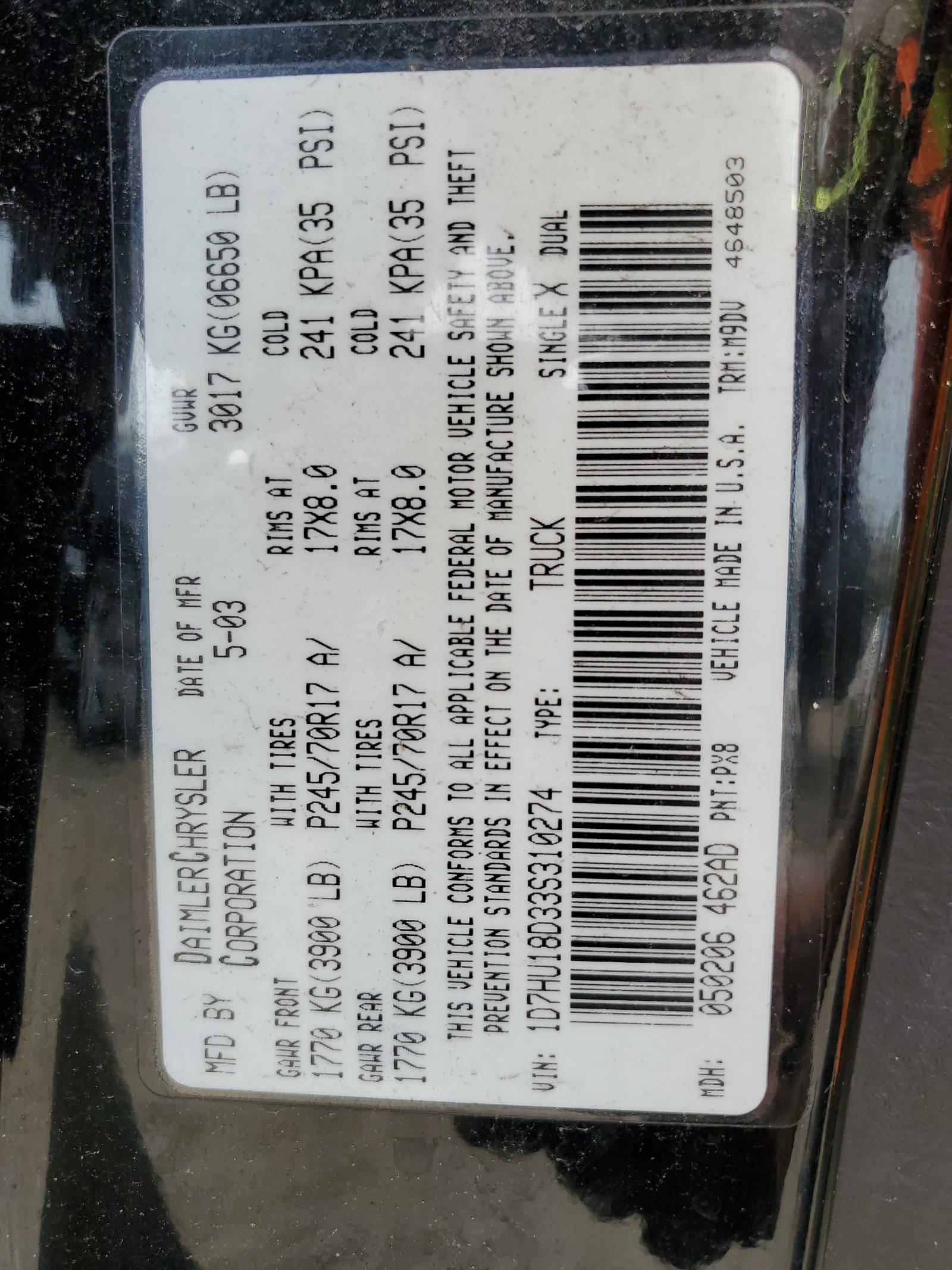 1D7HU18D33S310274 2003 Dodge Ram 1500 St