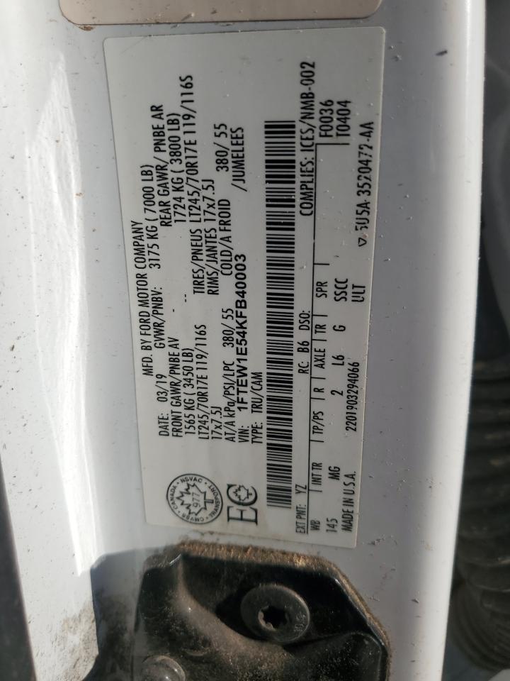 2019 Ford F150 Supercrew VIN: 1FTEW1E54KFB40003 Lot: 49088774