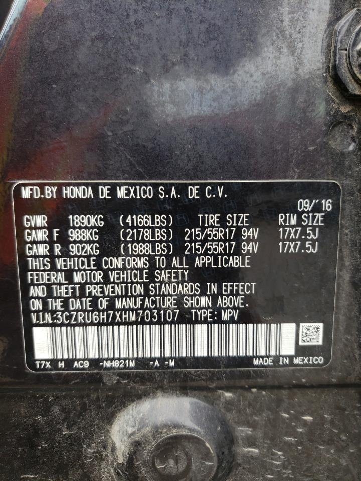 3CZRU6H7XHM703107 2017 Honda Hr-V Exl