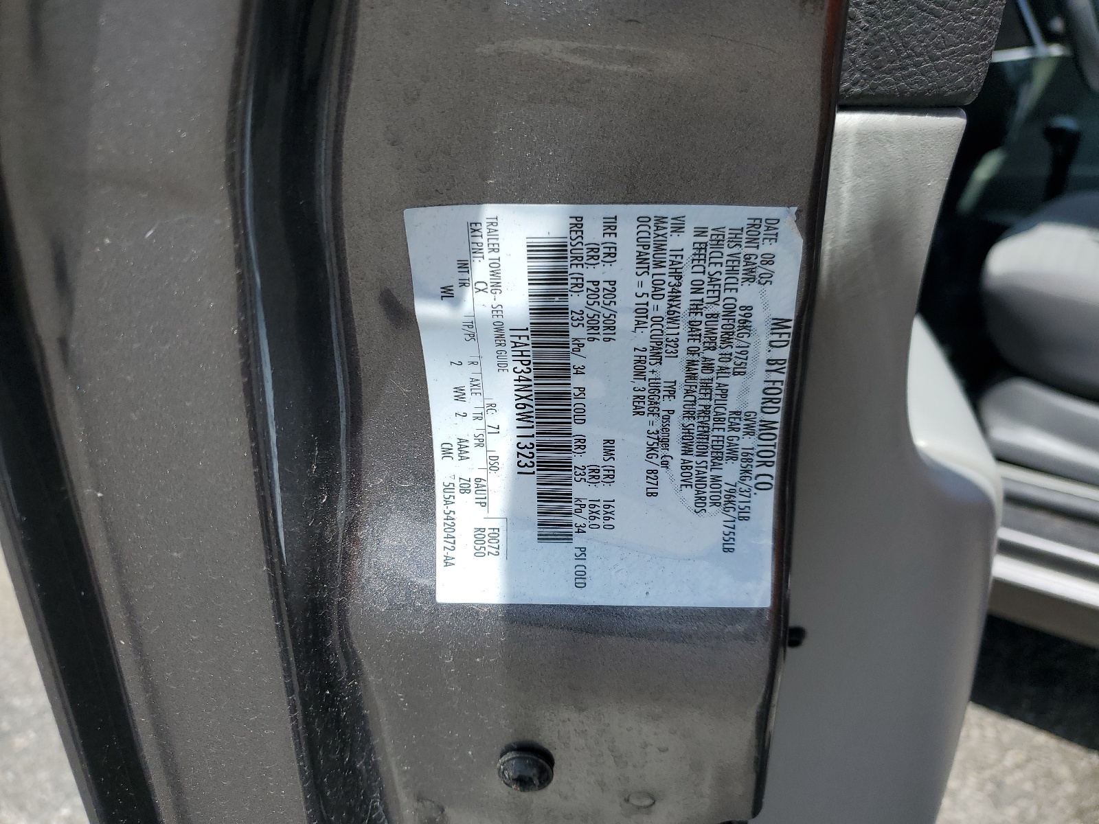 1FAHP34NX6W113231 2006 Ford Focus Zx4