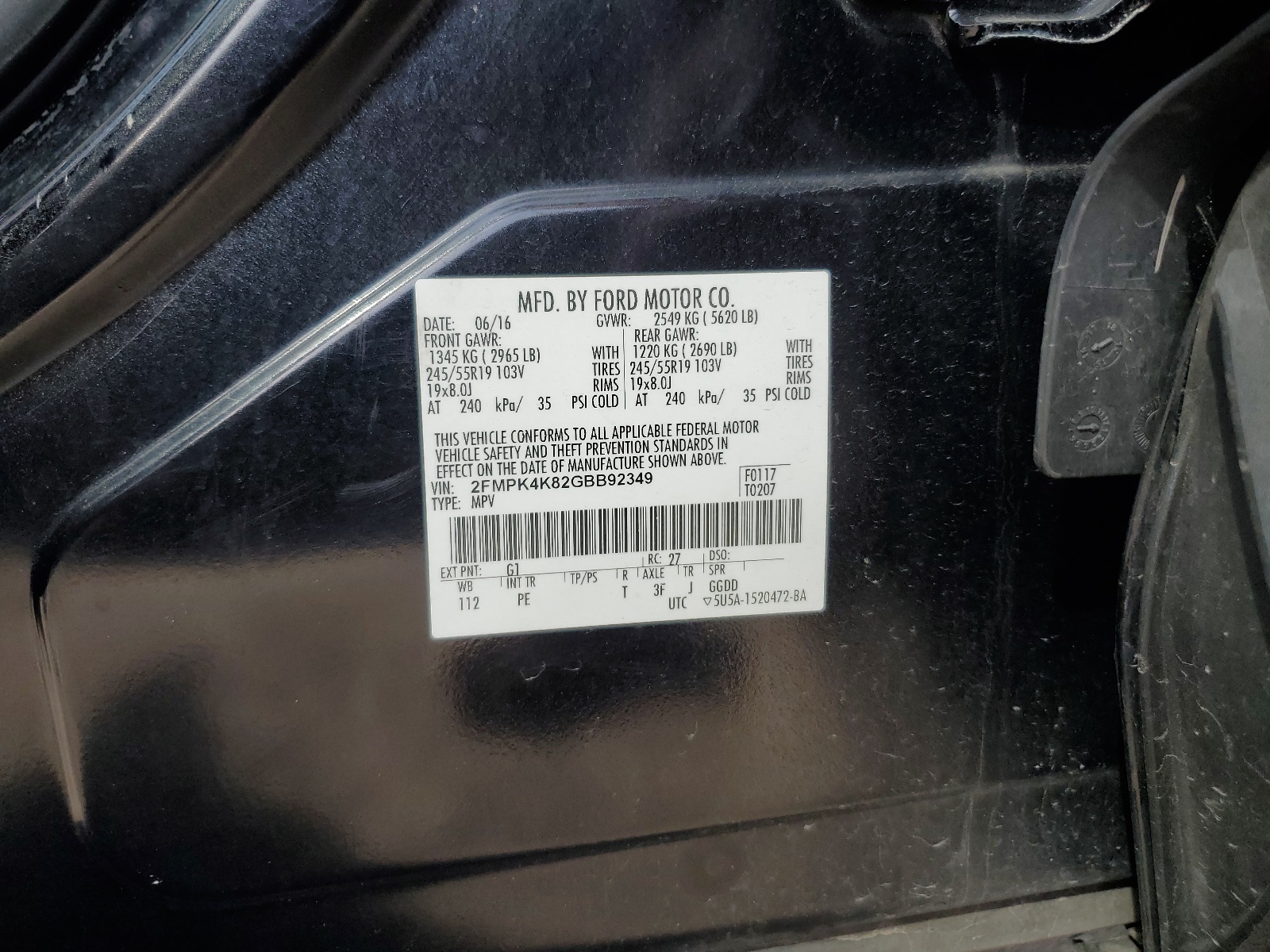 2FMPK4K82GBB92349 2016 Ford Edge Titanium