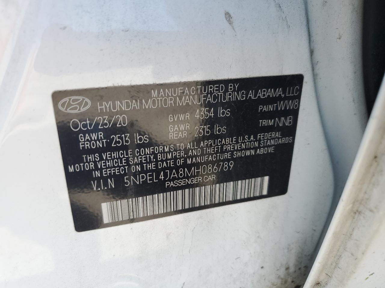 2021 Hyundai Sonata Sel VIN: 5NPEL4JA8MH086789 Lot: 50904464