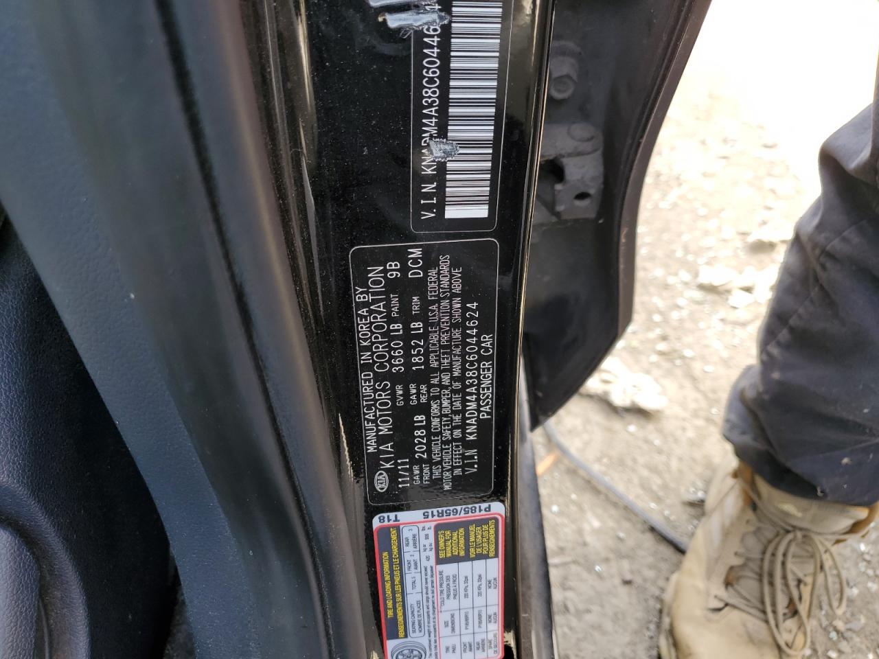 KNADM4A38C6044624 2012 Kia Rio Lx