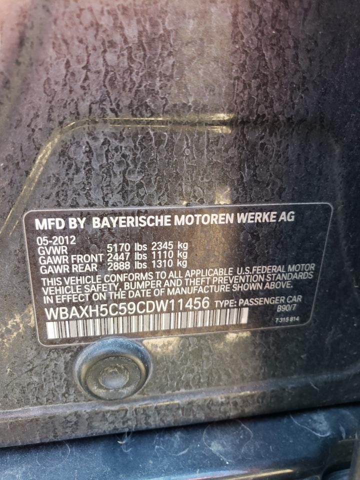 2012 BMW 528 Xi VIN: WBAXH5C59CDW11456 Lot: 52274274