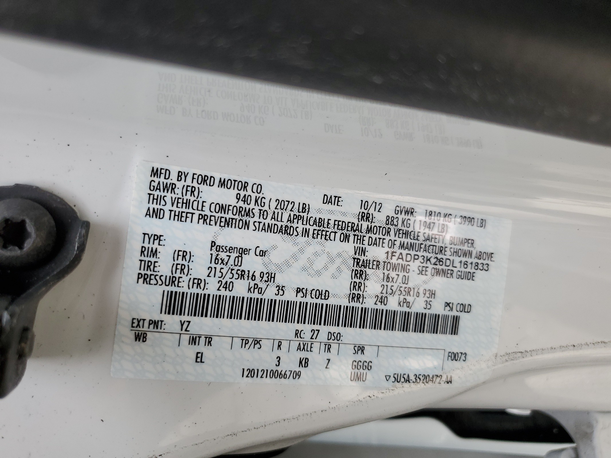 1FADP3K26DL161833 2013 Ford Focus Se