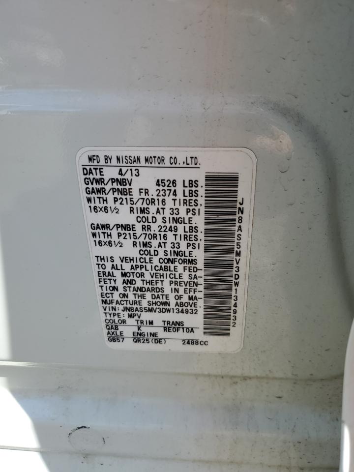 2013 Nissan Rogue S VIN: JN8AS5MV3DW134932 Lot: 52153884