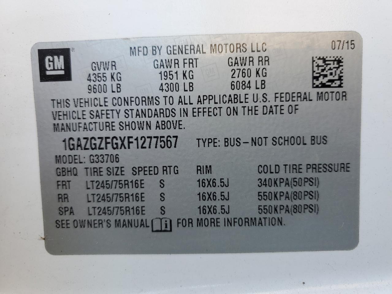 2014 GMC Savana G2500 VIN: 1GTW7FCA7E1911456 Lot: 49686534