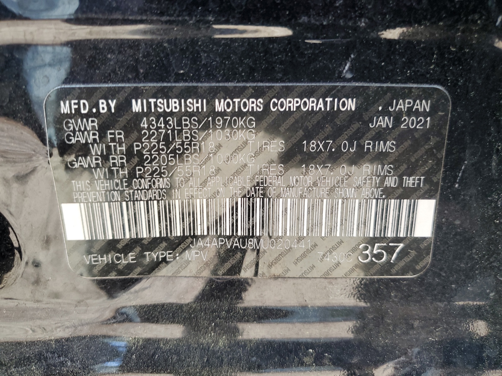 JA4APVAU8MU020441 2021 Mitsubishi Outlander Sport Se