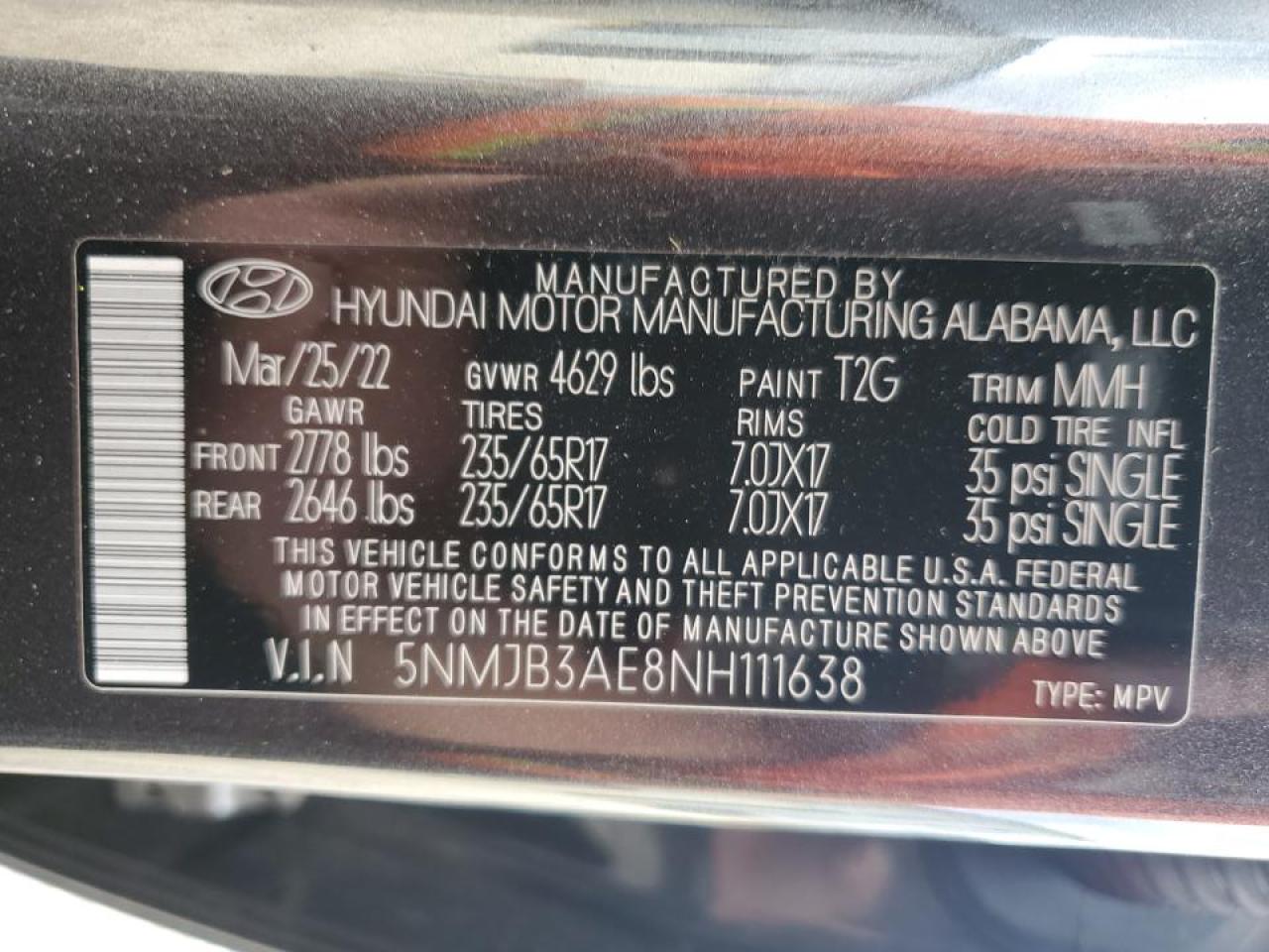 2022 Hyundai Tucson Sel VIN: 5NMJB3AE8NH111638 Lot: 51828534