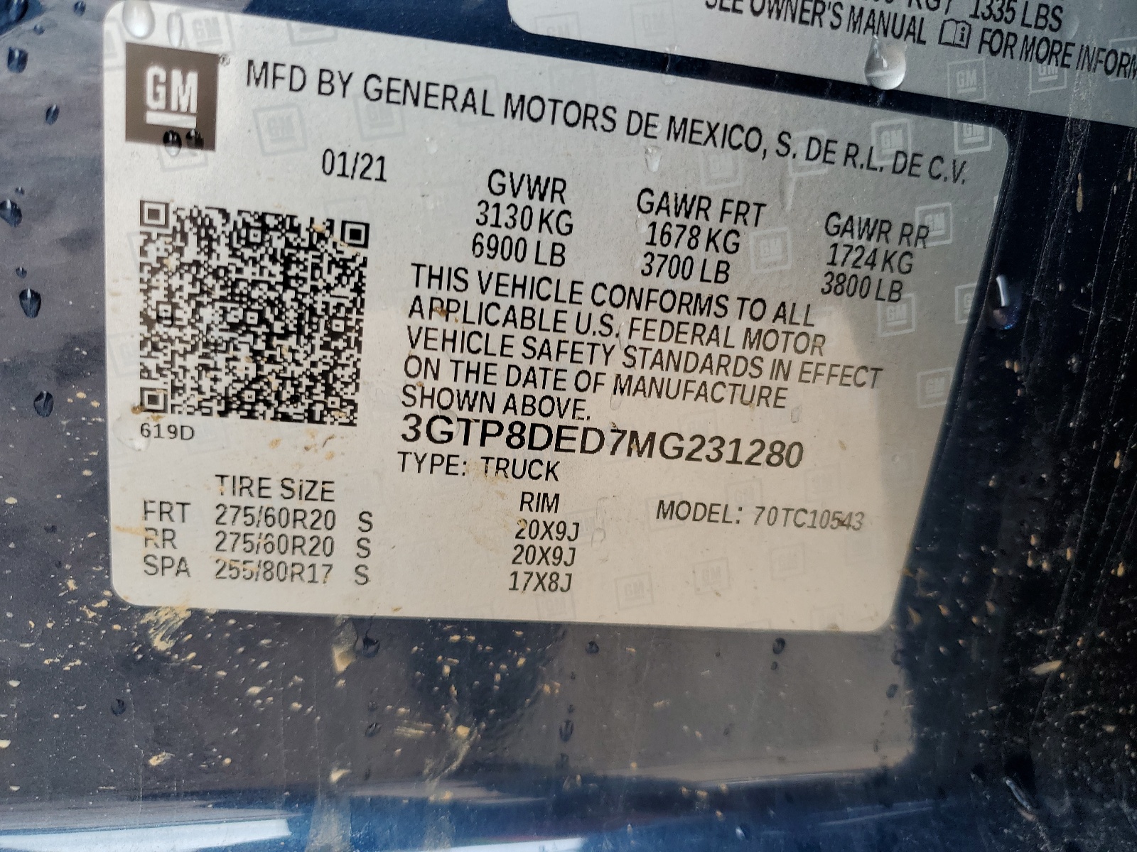 3GTP8DED7MG231280 2021 GMC Sierra C1500 Slt