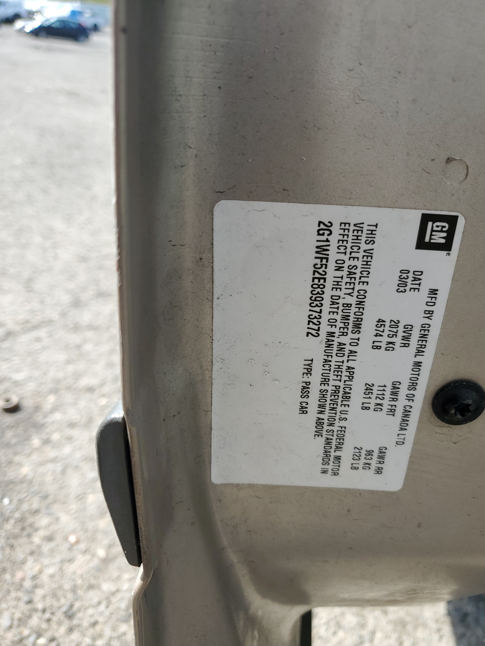 2G1WF52E839373272 2003 Chevrolet Impala