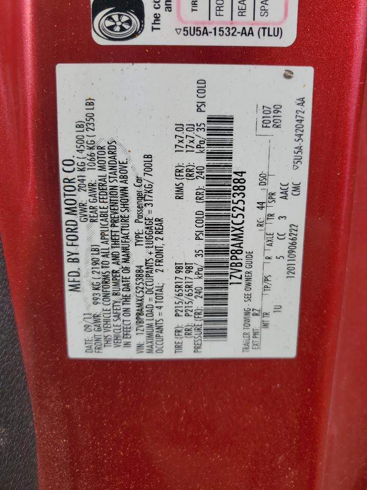 2012 Ford Mustang VIN: 1ZVBP8AMXC5253884 Lot: 52838634