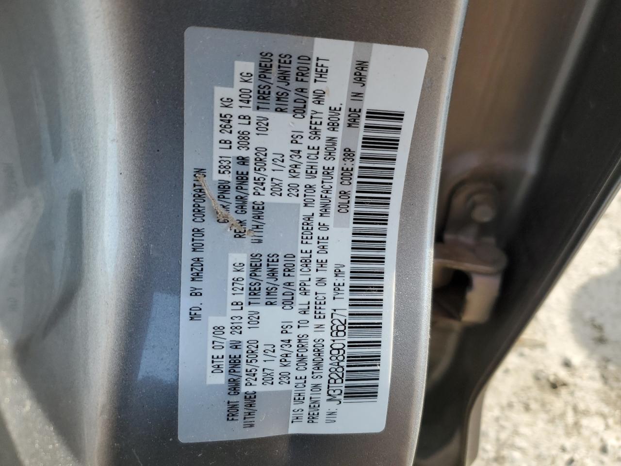 JM3TB28A890166271 2009 Mazda Cx-9