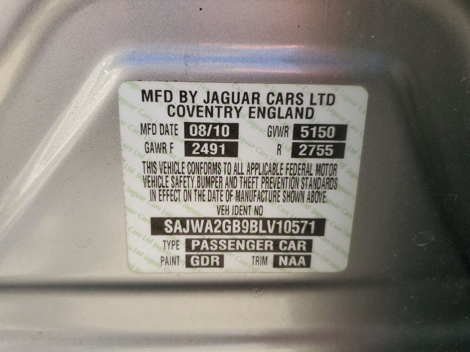 SAJWA2GB9BLV10571 2011 Jaguar Xjl