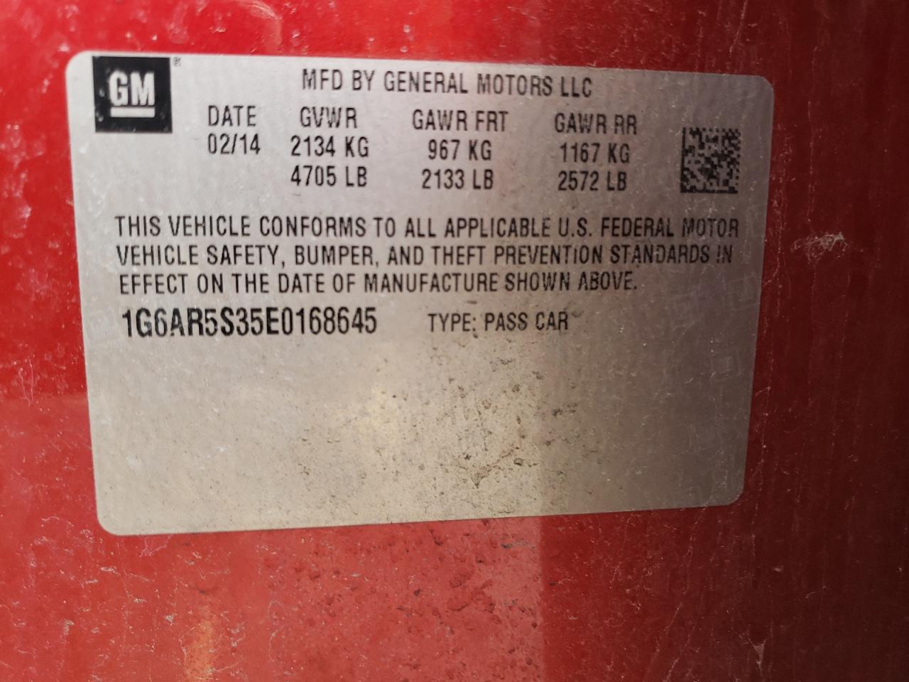 2014 Cadillac Cts Luxury Collection VIN: 1G6AR5S35E0168645 Lot: 61601364